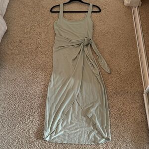 Aritzia Wilfred Sage Green Midi Wrap Dress